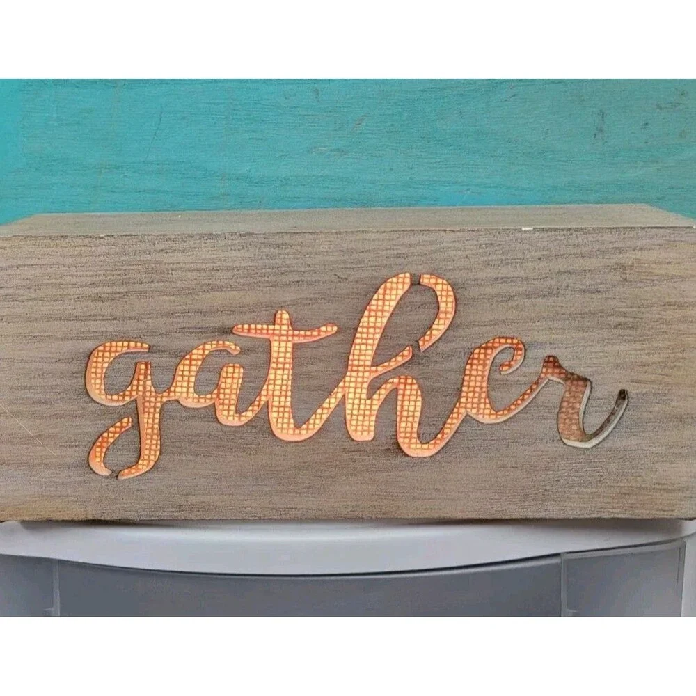 Rustic Look Gather Light Up Sign